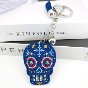 Porte-clés Tête de Mort 'Carnaval Calavera des Crânes'  - Modèle Bleu