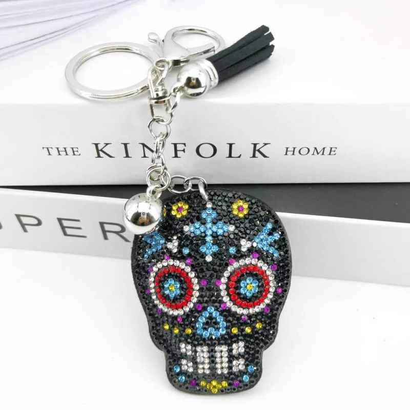 Porte-clés Tête de Mort 'Carnaval Calavera des Crânes'  - Modèle Noir
