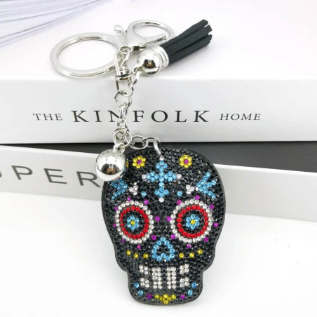 Porte-clés Tête de Mort 'Carnaval Calavera des Crânes'  - Modèle Noir