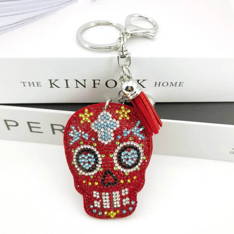 Porte-clés Tête de Mort 'Carnaval Calavera des Crânes'  - Modèle Rouge