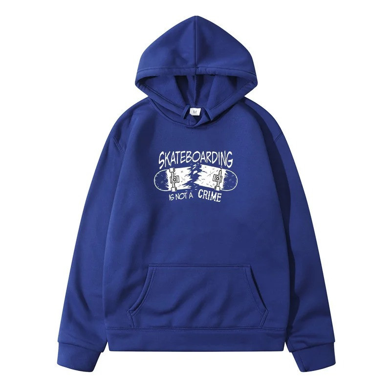 Sweat à Capuche Skater 'Skateboard Is NOT A Crime' - couleur Bleu