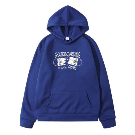 Sweat à Capuche Skater 'Skateboard Is NOT A Crime' - couleur Bleu
