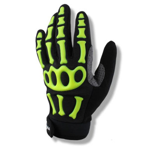 Gants Tête de Mort Mains Squelettique Radiance Nocturne pour VTT et Vélo couleur Vert