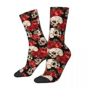 Vue devant des Chaussettes Tête de Mort Roses Sombres