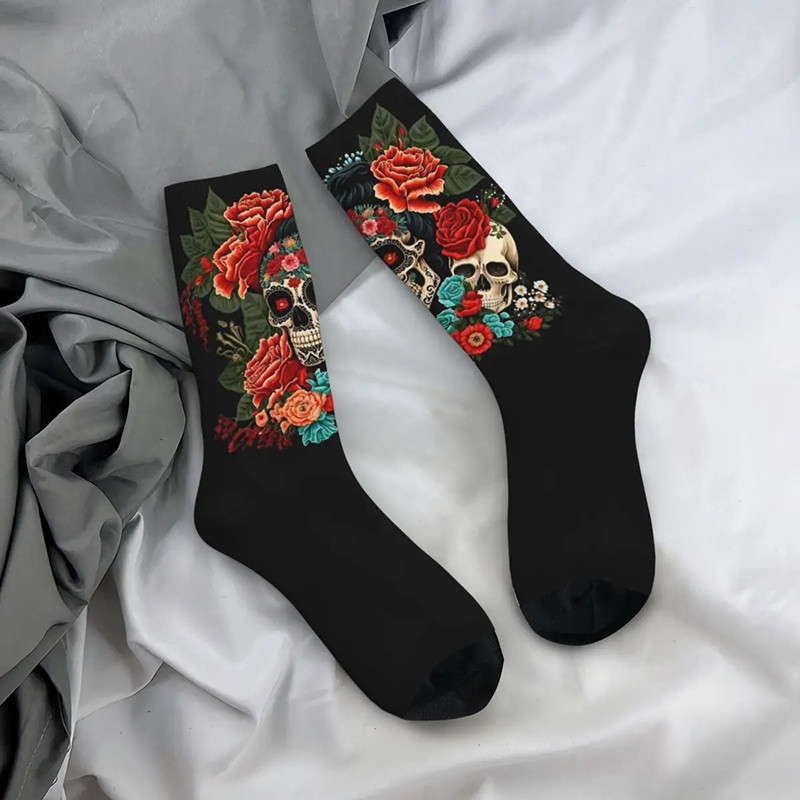 Chaussettes Tête de Mort "Floraison Macabre"