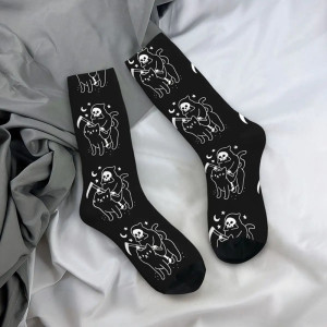 Chaussette Tête de Mort Petit Chat Noir Macabre