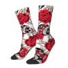 Magnifiques Chaussettes Tête de Mort Crânes et Roses Écarlates