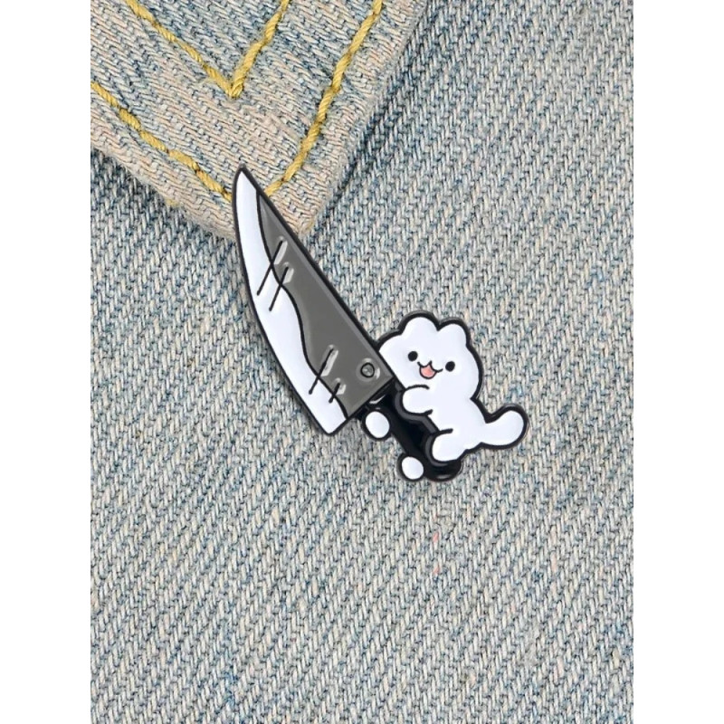 Pins Gothique Humour Chaton et Couteau