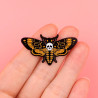 Magnifique Pins Goth Crâne Papillon Orange