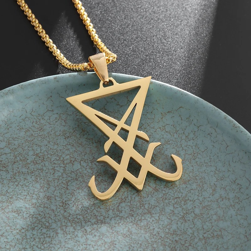 Pendentif Sigillaire Sigil de Lucifer Couleur Or
