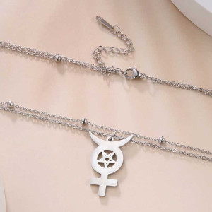 Collier Sceau de Lilith en Argent, Or et Or Rose