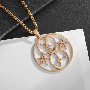 Or Pendentif Contemporain Atréide en Métal avec Accents Géométriques