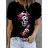 T-Shirt Day of the Dead avec Crâne Fleuri