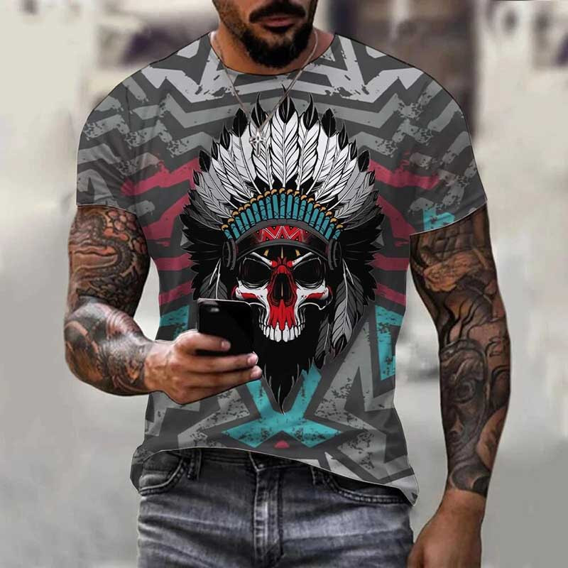 T-shirt Tête de Mort Crâne Skull Chef Indien