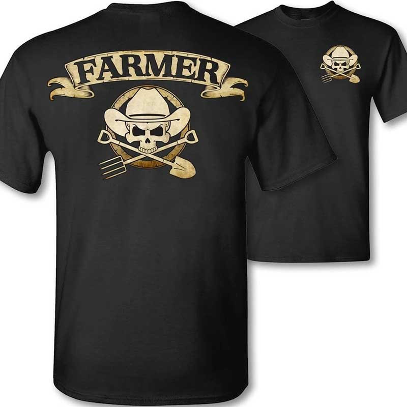 T-shirt Tête de Mort "Skull Farmer" - Crâne Agriculteur Rebel