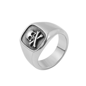 Bague de Corsaire en Acier Inoxydable couleur argent