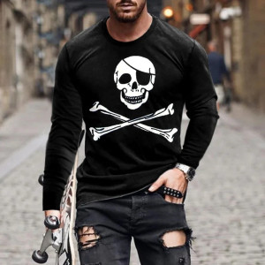 T-shirt Tête de Mort Long Manches Crâne Pirate