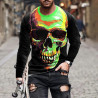 T-shirt Tête de Mort Manches Longues Crâne Neon Fusion