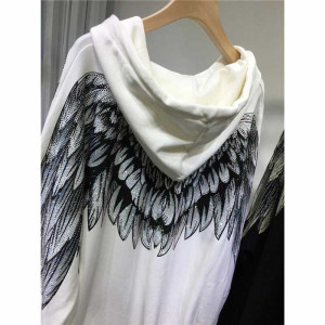 Blanc Sweat à Capuche Ailes d'Ange