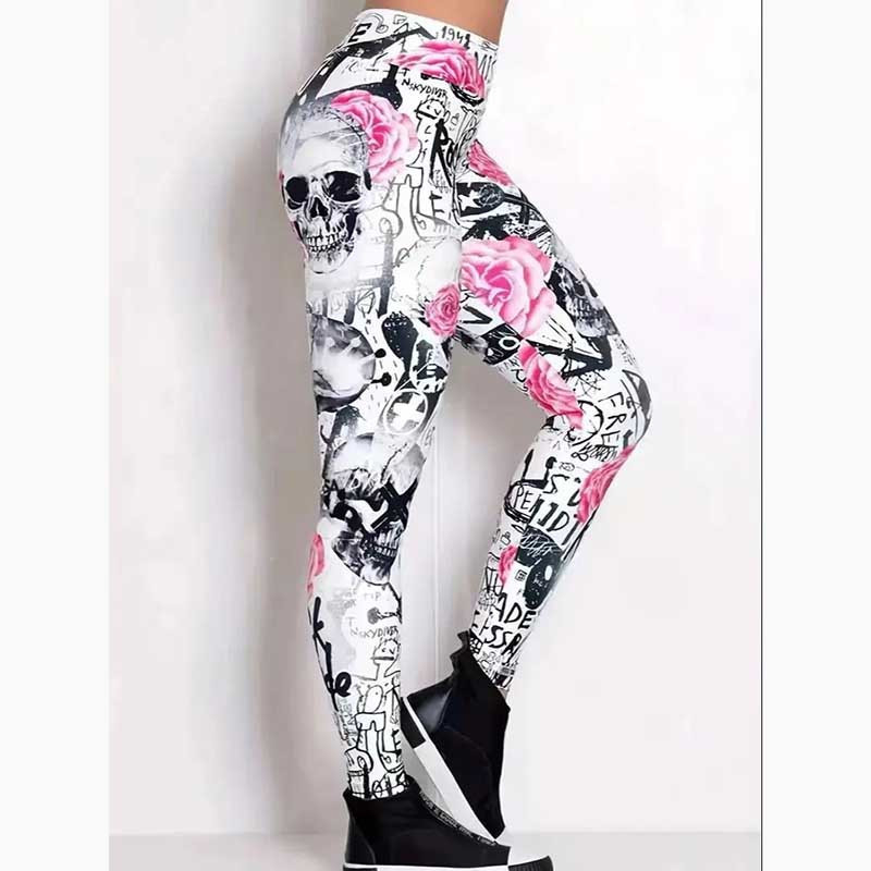 Legging tête de mort imprimé Crânes Florals