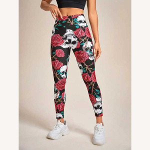 Legging tête de mort Crânes et Roses Rouges