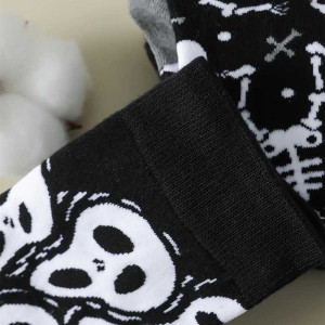 Détails du Pack Duo de Chaussettes Tête de Mort Squelettes Noir et Blanc