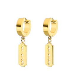 Boucles d'oreilles Punk gothique en acier inoxydable lame de rasoir - couleur or