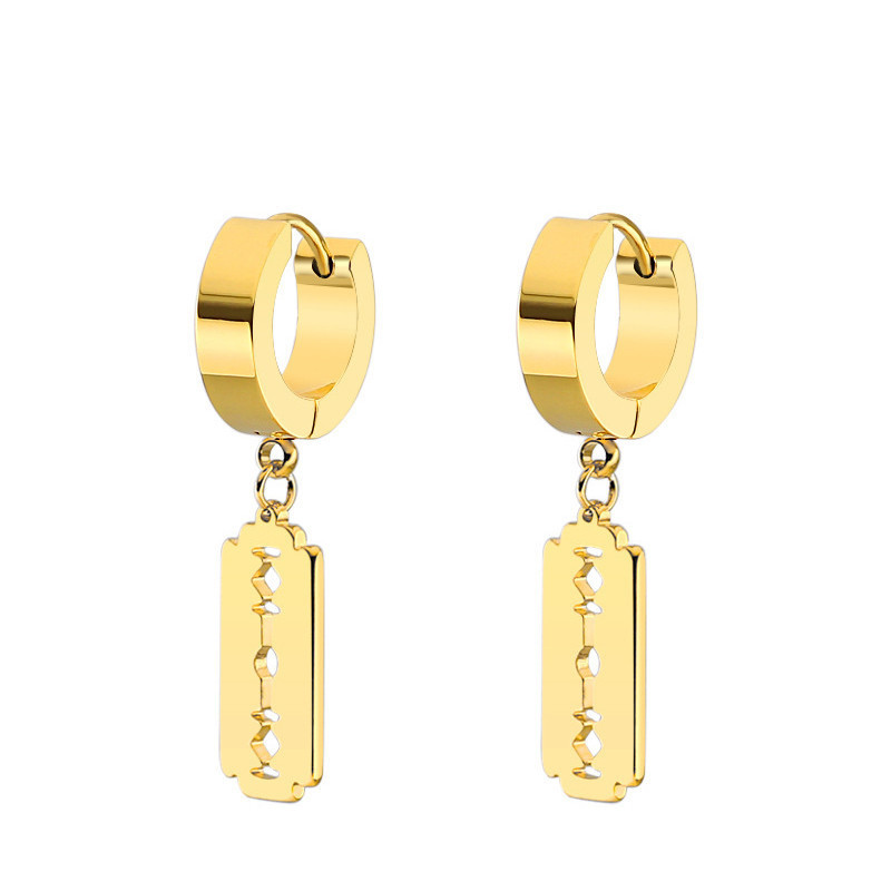 Boucles d'oreilles Punk gothique en acier inoxydable lame de rasoir - couleur or