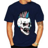 T-shirt Tête de Mort Crâne Punk à Mohawk Coloré couleur Bleu marine