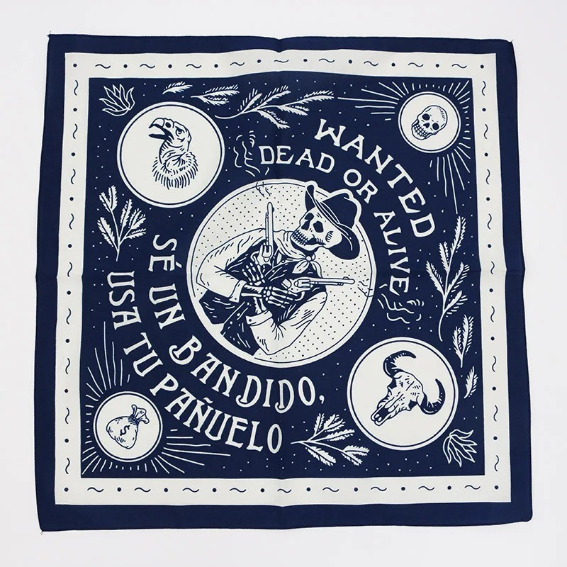 Bandana Western Crâne de Bandit - Esprit Far West et Rebelle Couleur Bleu Marine