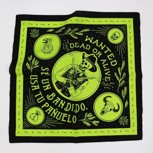 Bandana Western Crâne de Bandit - Esprit Far West et Rebelle Couleur Vert