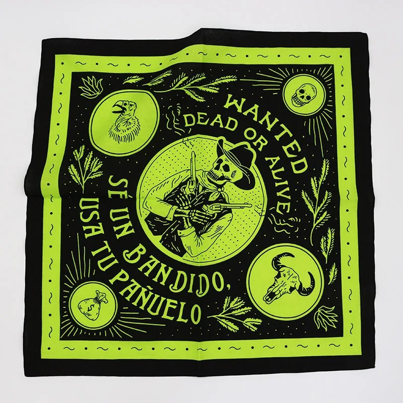 Bandana Western Crâne de Bandit - Esprit Far West et Rebelle Couleur Vert