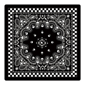 Bandana noir crânes inversés minimalistes