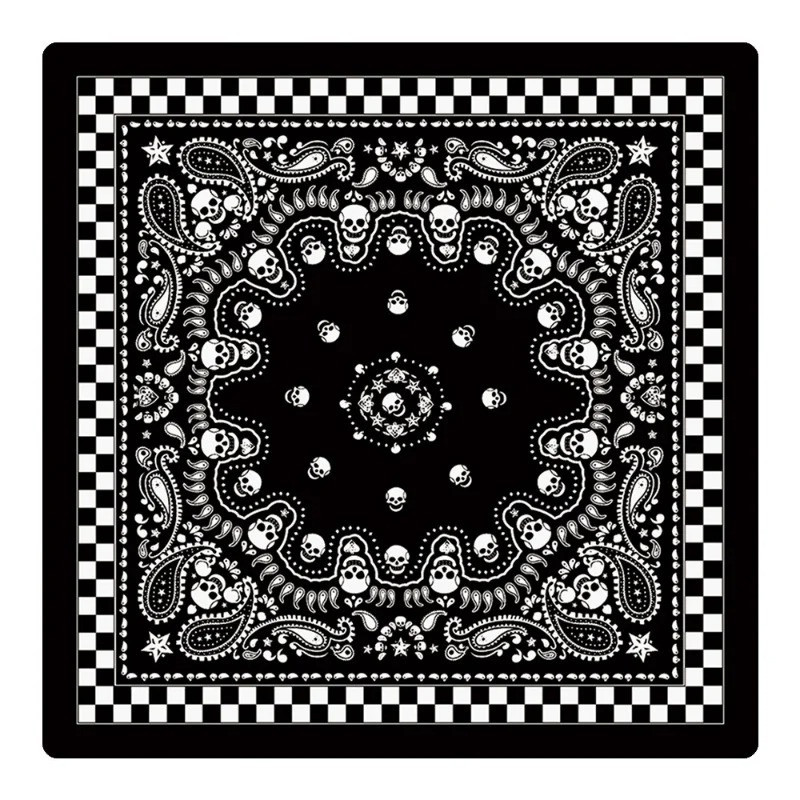 Bandana noir crânes inversés minimalistes