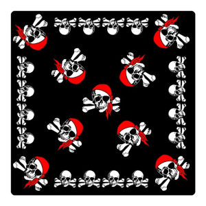 Bandana pirate crânes rouges et os croisés