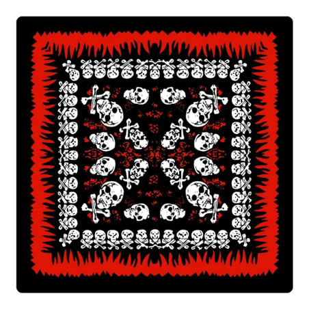 Bandana Rouge Paisley Crânes | Accessoire Pirate Audacieux !