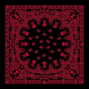 Bandana noir et rouge Paisley crânes et os croisés