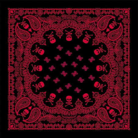 Bandana noir et rouge Paisley crânes et os croisés