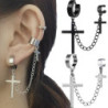 Boucles d'oreilles croix, chaînette et earcuff