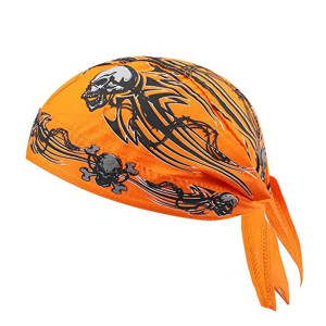 Foulard de Cycliste Pirate Stylisé - Look Graphique Orange avec Noir et Blanc