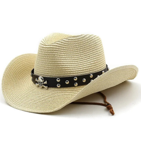 Chapeau Tête de Mort Crâne Pirate Couleur Beige