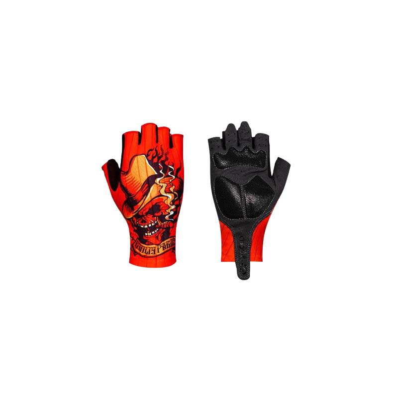 Gants de Cycliste Tête de Mort CowBoy Couleur Orange
