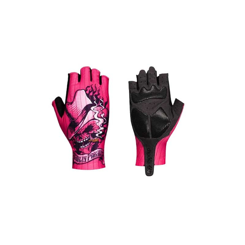 Gants de Cycliste Tête de Mort CowBoy Couleur Rose