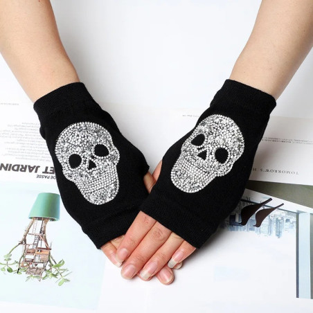 Model 2 Mitaines Glam Skull  Éclat Gothique pour Elle