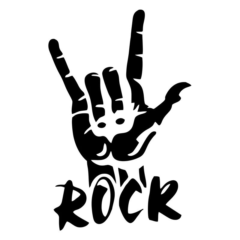 Noir Autocollant Heavy Metal Rock Metal Horn