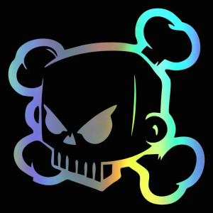 Autocollant Tête de Mort Cartoon Crâne en Colère Couleur Multicolore