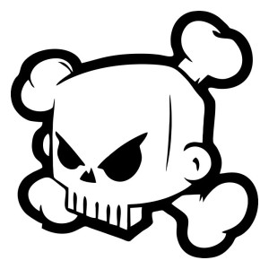 Autocollant Tête de Mort Cartoon Crâne en Colère Couleur Noir