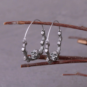 Magnifiques Boucles d'Oreilles Crânes Cercle Crânien Éternité Squelette