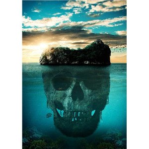 Model 1 Tableau Tête de Mort Reflets Macabres : Aube et Crépuscule