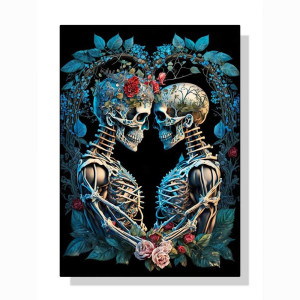 Affiche Squelettes Romantiques Enlacés - Union Éternelle de l'Amour et de la Mort